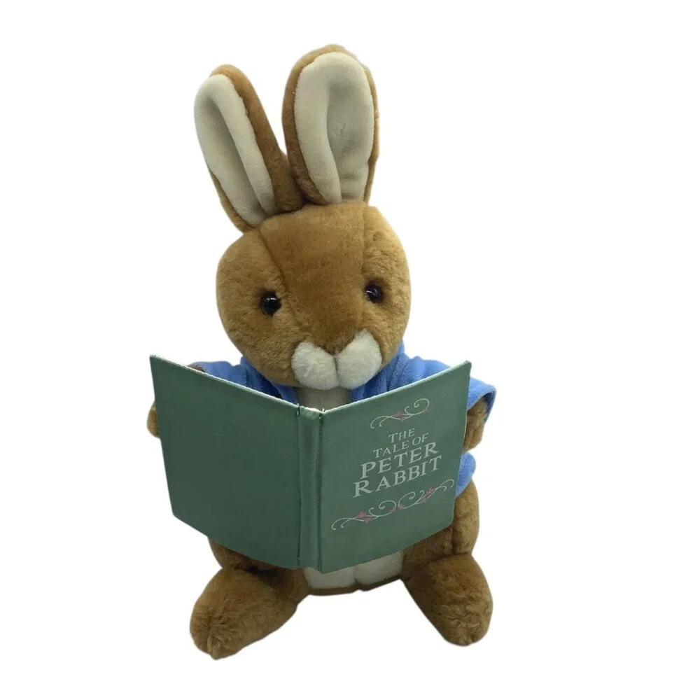 Vtg 90s Eden Peter Rabbit Plush Toy‎ Book Talking Reads the Story 12”